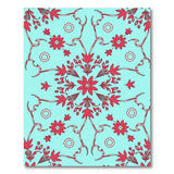 Ornate Red Floral Persian Area Rug on Teal