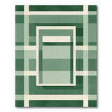 Modern Green Layered Grid Area Rug