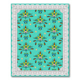 Teal Exotic Floral Motif Area Rug