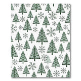 Festive Green Pine Trees Snowflakes Pattern Rug