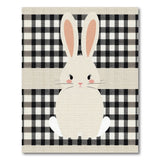 Adorable Bunny Gingham Check Area Rug