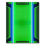 Green Neon Green Cyber Circuit Geometric Area Rug