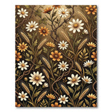 Vintage Daisy Wheat Vine Floral Rug