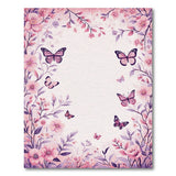 Pink Vintage Pink Floral Butterfly Area Rug