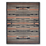 Bold Black and Terracotta Geometric Striped Rug