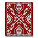 Red Heritage Tribal Area Rug with White Floral Motifs