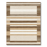 Brown Tan Framed Geometric Striped Rug