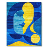 Blue Teal Abstract Face Geometric Area Rug