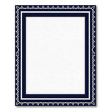 Navy Blue Ornate Lace Border Area Rug