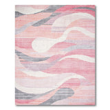 Abstract Area Pink Wavy Pink Grey Abstract Area Rug