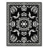 Ornate Black White Persian Motif Area Rug
