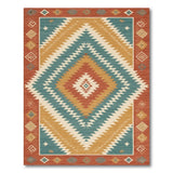 Blue and Teal Southwestern Teal Geometric Area Rug