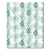 Green Leaves Teal Checkered Area Rug
