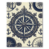 Nautical Compass Anchor Beige Area Rug