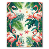 ODIKA Tropical Flamingo Floral Washable Area Rug - Low Pile Non-Slip