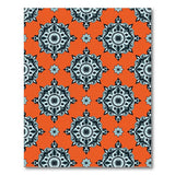 Orange Vibrant Orange Mandala Geometric Area Rug