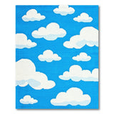 ODIKA Pixel Cloud Sky Blue Washable Area Rug - Retro 8-Bit Low Pile Non-Slip Carpet