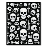 Distressed Skulls Bones Black White Area Rug