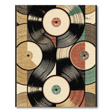 ODIKA Washable Retro Vinyl Record Rug - Mid-Century Modern Low Pile Area Rug