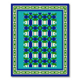 Interlocking Geometric Blue Teal Area Rug
