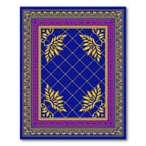 Royal Navy Persian Trellis Rug with Gold Laurel Borders
