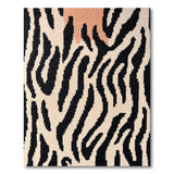 Zebra Stripe Shag Rug with Peach Paw Accents
