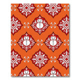 Festive Orange Snowmen Snowflake Area Rug