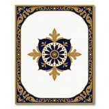 Blue and Teal Ornate Navy Blue and Gold Medallion Area Rug