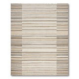 Beige Neutral Striped Fringe Boho Area Rug