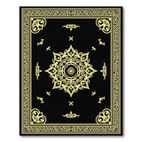 Ornate Gold Mandala Black Area Rug
