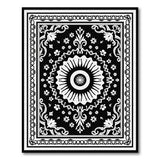 Ornate Black White Floral Mandala Area Rug