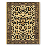 Leopard Print Area Rug with Persian Borders