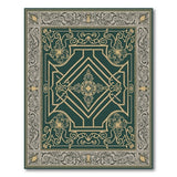 Ornate Emerald Green Persian Rug with Gold Filigree