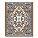 Ivory Blue Rust Traditional Persian Area Rug