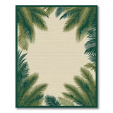 Coastal Beach Green Palm Frond Coastal Area Rug
