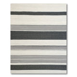 Textured Black White Striped Woven Area Rug