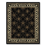 Elegant Gold Floral Black Area Rug