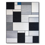 Modern Geometric Block Area Rug in Grey Blue