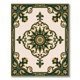 Ornate Green Gold Persian Area Rug