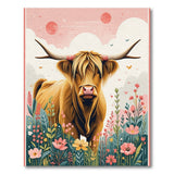 Dreamy Highland Cow in Wildflower Meadow Rug