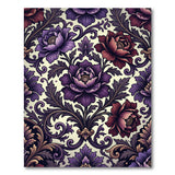 Purple Purple Peony Ornate Floral Area Rug