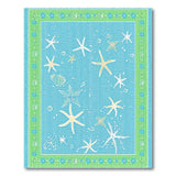Coastal Starfish Teal Blue Area Rug