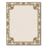 Ornate Gold Floral Border Beige Area Rug