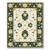 Emerald Green Gold Persian Floral Area Rug
