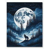 Howling Wolf Full Moon Forest Area Rug