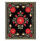 Red Red Floral Persian Area Rug with Gold Border