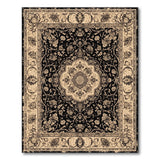 Black and White Black White Persian Floral Medallion Rug