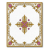 Ornate Gold Frame Purple Floral Area Rug