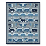 Blue Tribal Elk Deer Wildlife Silhouette Rug