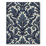 Elegant Navy Blue Acanthus Leaf Area Rug
